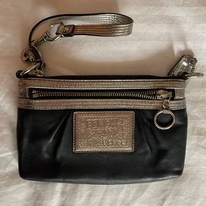 Coach Black Poppy Leather Wristlet